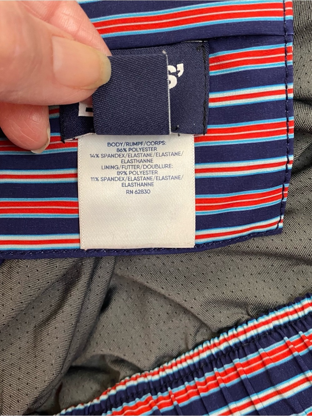 Lands End Men’s Striped Swim Shorts Red White Blue Lined 7” Inseam XL (40-42) - Picture 8 of 11